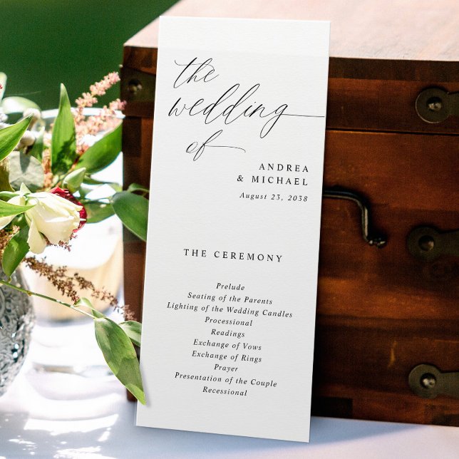 Elegant Tall Wedding Programs Romantic Calligraphy Programme (Creator Uploaded)