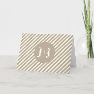 Elegant Tan and White Monogram Initials Thank You Card