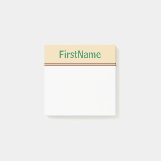 Elegant Tan Background and Sea Green Bold Name Post-it Notes (Front)