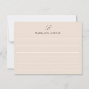 Elegant Tan Brown Monogram Lined Card