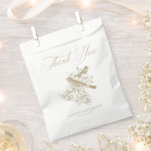 Elegant Tan Chinoiserie Nature Birds Baby Shower Favour Bags