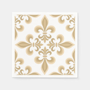 Elegant Tan Damask Cocktail Napkins
