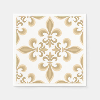 Elegant Tan Damask Cocktail Napkins