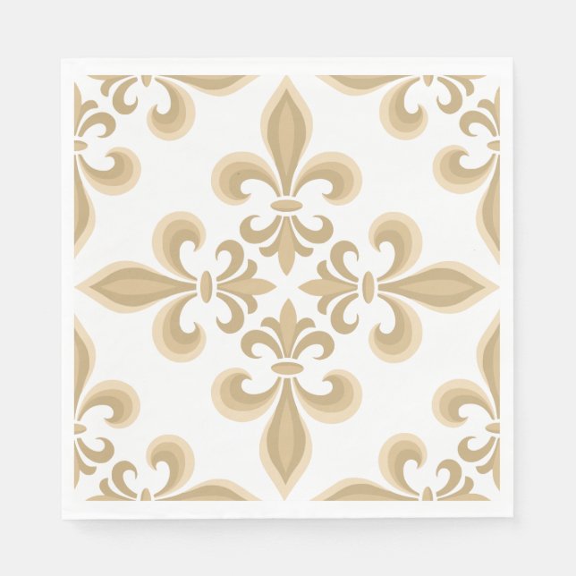 Elegant Tan Damask Luncheon Napkins (Front)