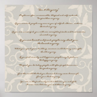 Elegant Tan Do It Anyway Poster