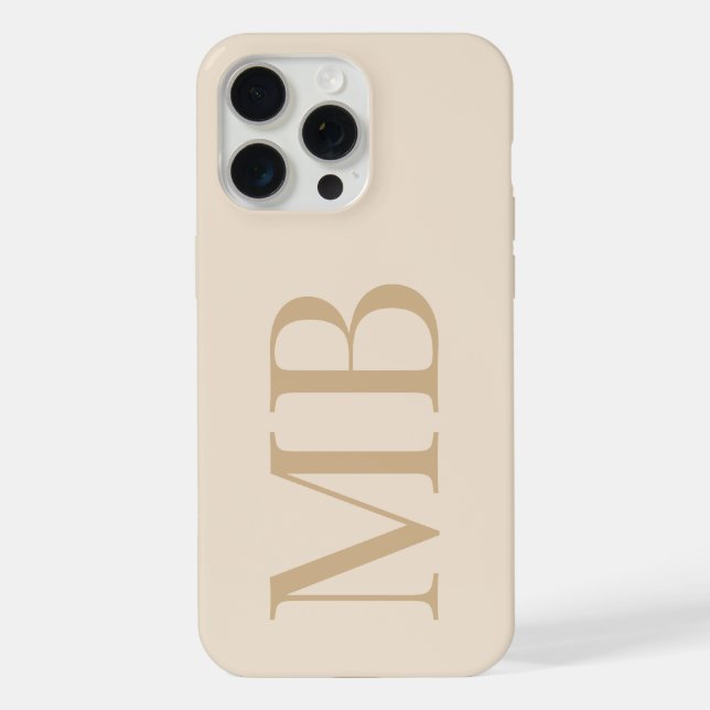 Elegant Tan Minimalist Initial Monogram iPhone Case (Back)