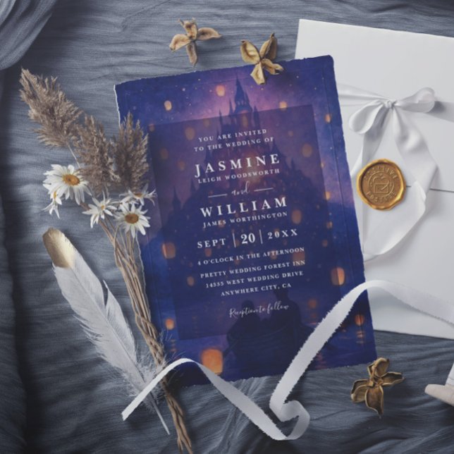 Elegant Tangled Lanterns Budget QR Code Wedding Invitation (Creator Uploaded)