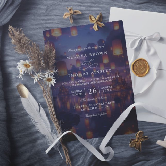 Elegant Tangled Lanterns Modern Chic Wedding Invitation (Creator Uploaded)