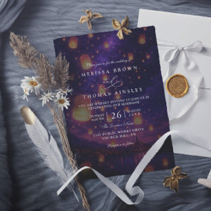 Elegant Tangled Lanterns Modern Chic Wedding Invitation