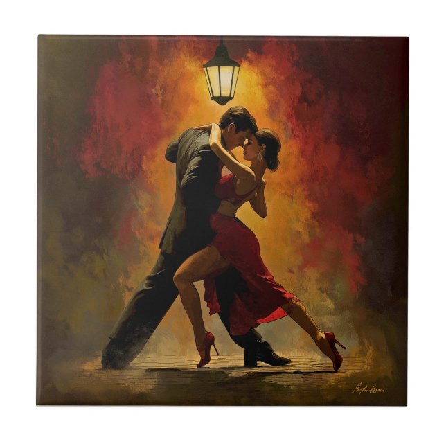 ✨Elegant Tango Couple Romantic Art Design Tile (Front)