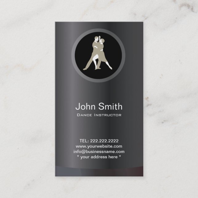 Elegant Tango Dance Lesson Business Card (Front)