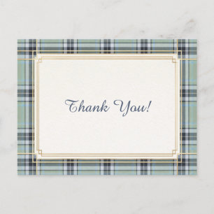 Elegant Tartan Frame Thank You  Postcard