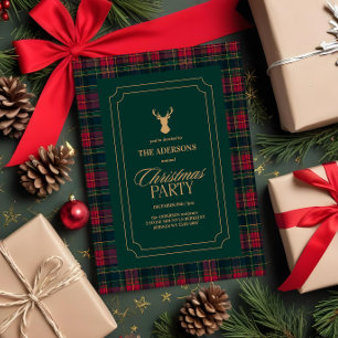Elegant Tartan Plaid Christmas Party Invitation