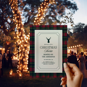 Elegant Tartan Plaid Christmas Party Invitation