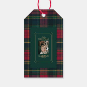 Elegant Tartan Plaid Family Photo Christmas Gift Tags