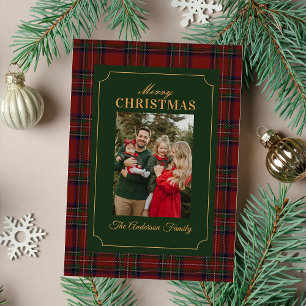 Elegant Tartan Plaid Family Photo Christmas Holiday Card