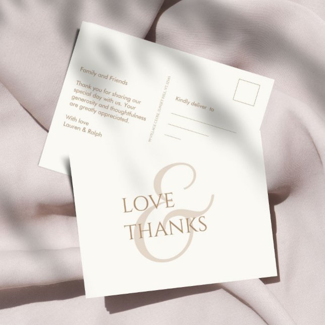  Elegant Taupe and Ivory Non-Photo Thank You Postcard (Creator Uploaded)