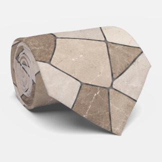 Elegant Taupe and Sandstone Marble Geometric Tie