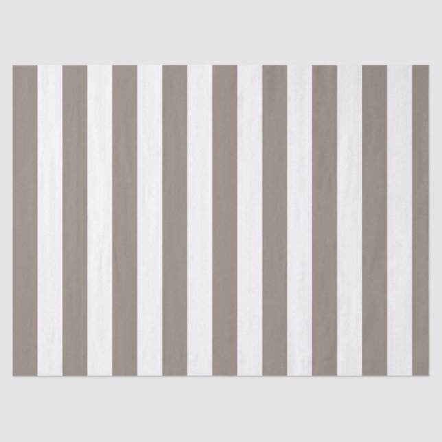 Elegant Taupe and White Striped Pattern Tissue Paper (Front)