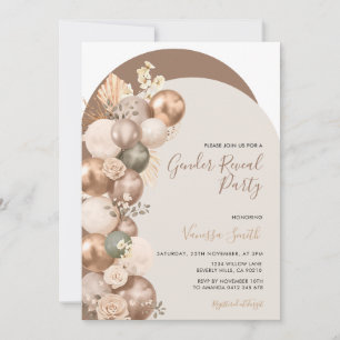 Elegant Taupe Arch Baby Balloon Gender Reveal Invitation