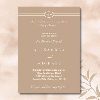 Elegant Taupe Bible Verse Christian Wedding Invitation