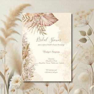 Elegant taupe Boho Neutral minimal Bridal Shower  Invitation