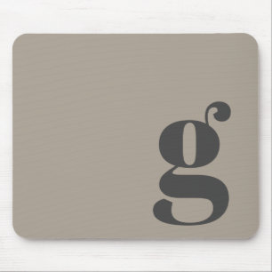 Elegant Taupe Brown Grey Minimalist Retro Monogram Mouse Pad