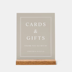 Elegant Taupe Cards And Gifts Wedding Acrylic Sign