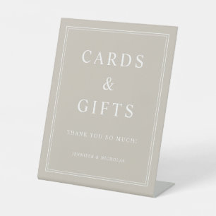 Elegant Taupe Cards And Gifts Wedding Pedestal Sign