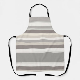 Elegant Taupe Cream and Grey striped farmhouse Apron