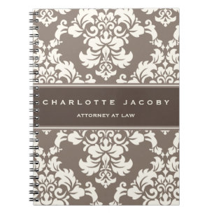 Elegant Taupe Damask Notebook