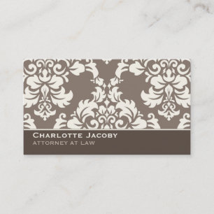 Elegant Taupe Damask Professional Business Card