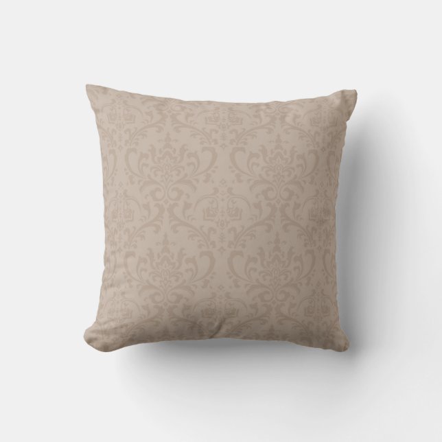 Elegant Taupe damask  Throw Pillow (Front)