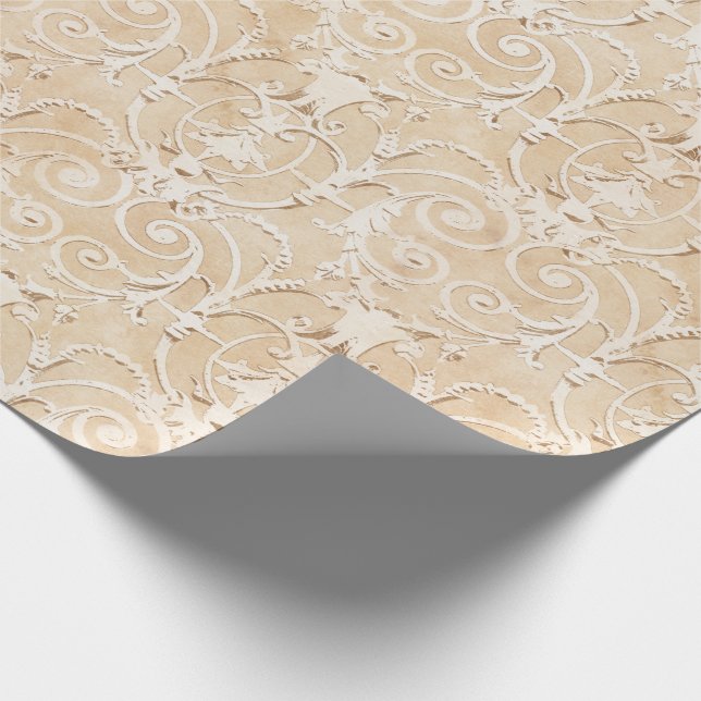 Elegant Taupe Damask Wrapping Paper (Corner)