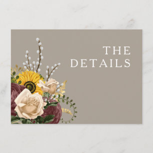 Elegant Taupe Floral Wedding Enclosure Card