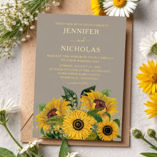 Elegant Taupe Floral Wedding Gold 