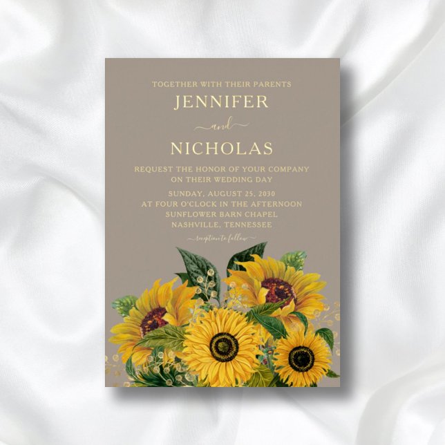 Elegant Taupe Floral Wedding Gold  (Creator Uploaded)