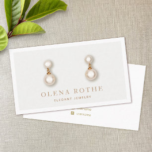 Elegant Taupe Gray Horizontal Stud Earring Display Business Card