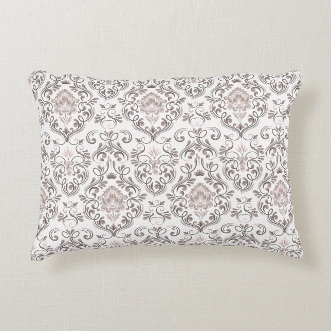 Elegant Taupe & Grey Damask Pillow Cases | Classic (Front)