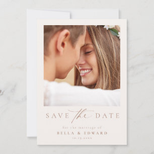 Elegant Taupe Ivory Photo Wedding Save The Date