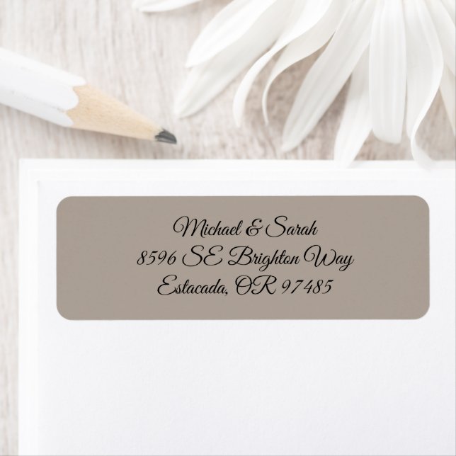 Elegant Taupe Linen Brown Return Address (Insitu)