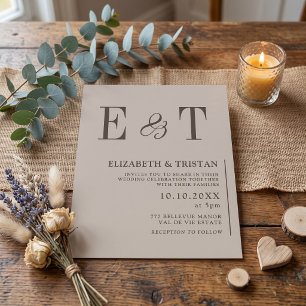 Elegant Taupe Minimalist Wedding Invitation