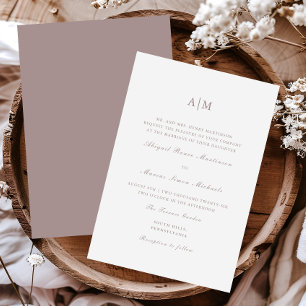 Elegant Taupe Monogram Wedding Invitation