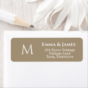 Elegant Taupe Monogram Wedding Return Address 