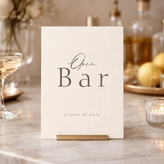 Elegant Taupe Open Bar Wedding Sign Invitation