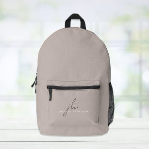 Elegant Taupe Personalised Printed Backpack