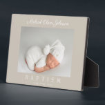 Elegant Taupe Script Baptism Photo Plaque<br><div class="desc">Personalised Elegant Taupe Script Baptism Photo Plaque Display.</div>