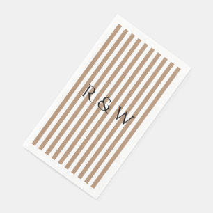 Elegant Taupe Stripes Summer Striped Wedding Napkin