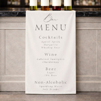 Elegant Taupe Wedding Bar Menu Banner