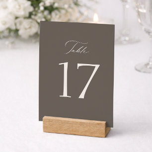 Elegant Taupe Wedding Table Number